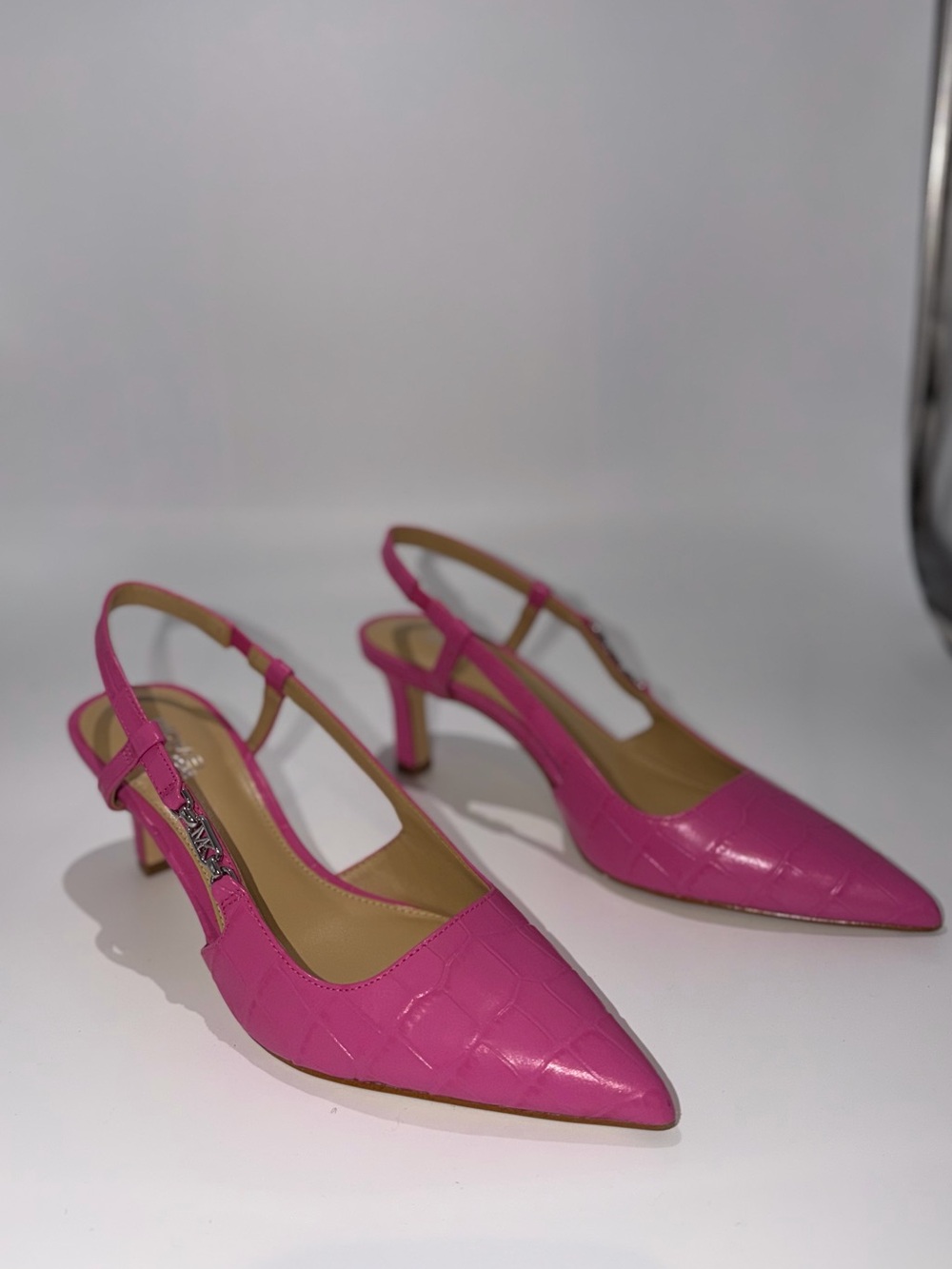 MICHAEL Michael Kors Pointed Slingback Heels in Bright Pink